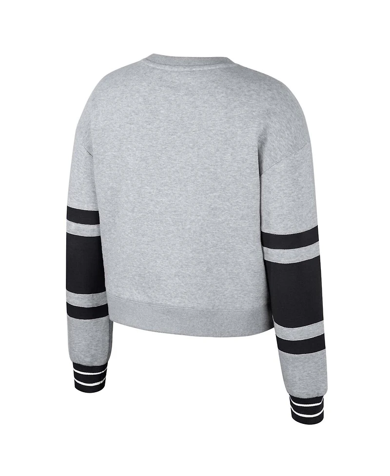 Stadium Essentials Women's Heather Gray Lafc Scrimmage Cropped Pullover Sweatshirt