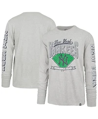 '47 Brand Men's Gray New York Yankees Big Tall Distressed Franklin Long Sleeve T-Shirt