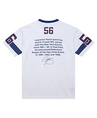 Mitchell & Ness Men's Lawrence Taylor White New York Giants Name Number Team Origins Vintage Logo T-Shirt