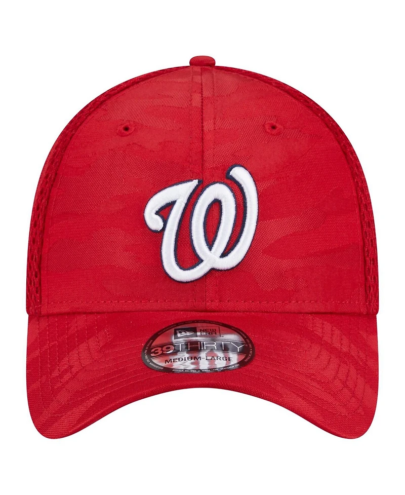 New Era Men's Red Washington Nationals Subtle Camo 39THIRTY Flex Hat