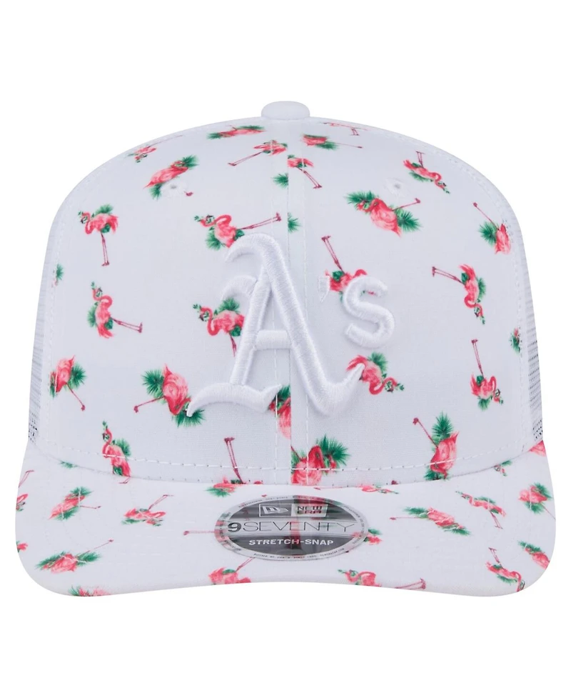 New Era Men's White Athletics Flamingo Mesh Back 9SEVENTY Stretch-Snap Hat