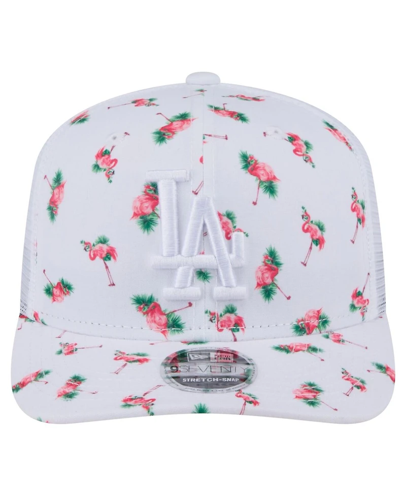 New Era Men's White Los Angeles Dodgers Flamingo Mesh Back 9SEVENTY Stretch-Snap Hat