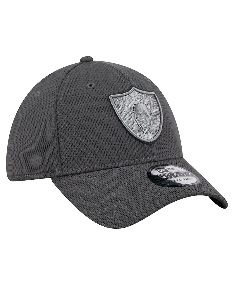 New Era Men's Graphite Las Vegas Raiders Main 39THIRTY Flex Hat