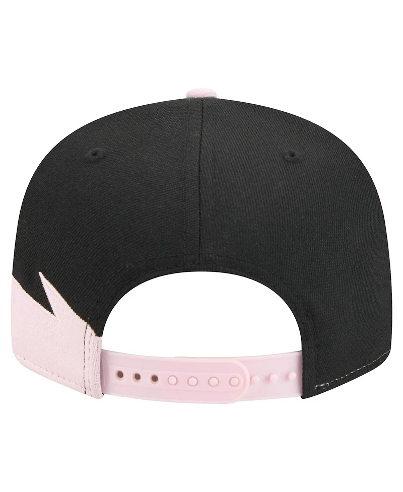 New Era Men's Black/Light Pink Inter Miami Cf Jagged 9FIFTY Snapback Hat