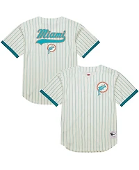 Mitchell & Ness Men's Cream Miami Dolphins Final Seconds Vintage Logo Mesh Button-Up Shirt