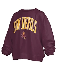 Pressbox Women's Maroon Arizona State Sun Devils Janise Arch Over Logo Waist Length Oversized Pullover Sweatshirt