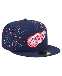 New Era Men's Navy Detroit Red Wings Americana Fireworks 59FIFTY Fitted Hat
