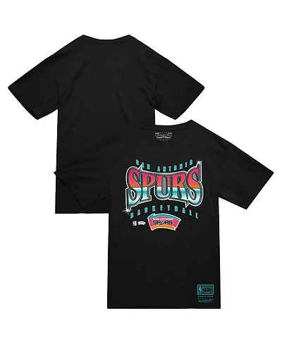 Mitchell & Ness Men's Black San Antonio Spurs Worldwide Collection Glow Up T-Shirt