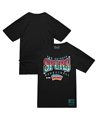 Mitchell & Ness Men's Black San Antonio Spurs Worldwide Collection Glow Up T-Shirt