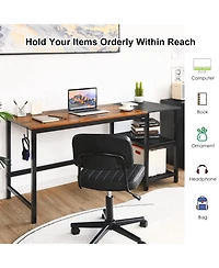 59 Inch Industrial Computer Desk with 2 Tier Storage Shelves for Home Office