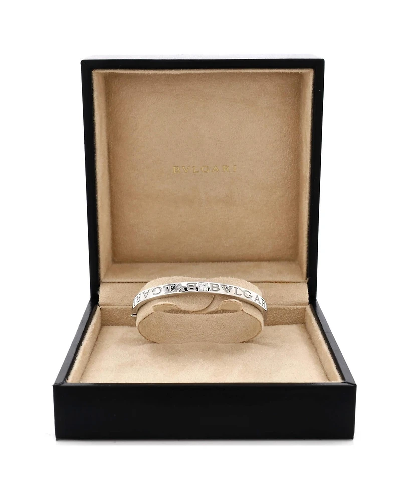 Pre-Owned Bvlgari Bvlgari Bvlgari Bangle Bracelet 18K White Gold with 2 Diamonds
