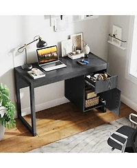 Modern Computer Desk Writing Workstation with Cabinet and Drawer