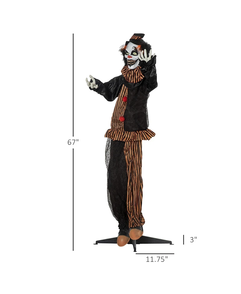 Outsunny 67" Animated Scare Prop Circus Clown, Indoor Halloween Decorations