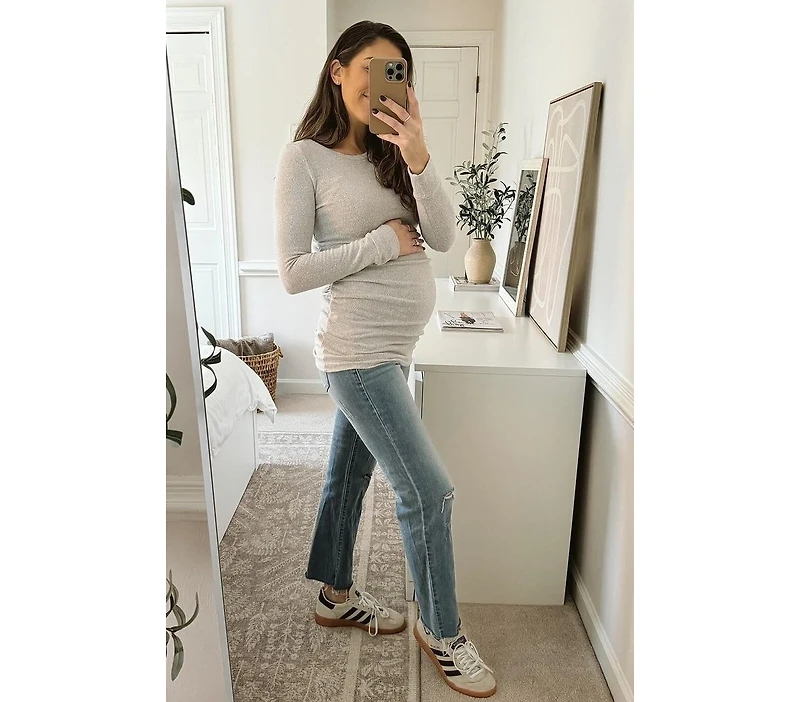 Pinkblush Maternity Heather Grey Soft Knit Ruched Top
