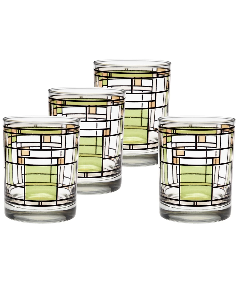 Frank Lloyd Wright Oak Park Double Old Fashioned Glasses, Set of 4
