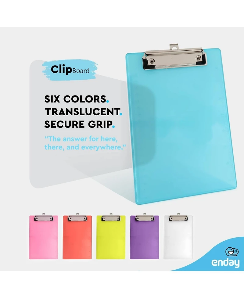 Plastic Clipboard Memo Size Yellow, Mini Translucent Low Profile Clip Board, Hangable Small Clipboard, 9” x 6”, Holds 100 Sheets, 1 Pc-