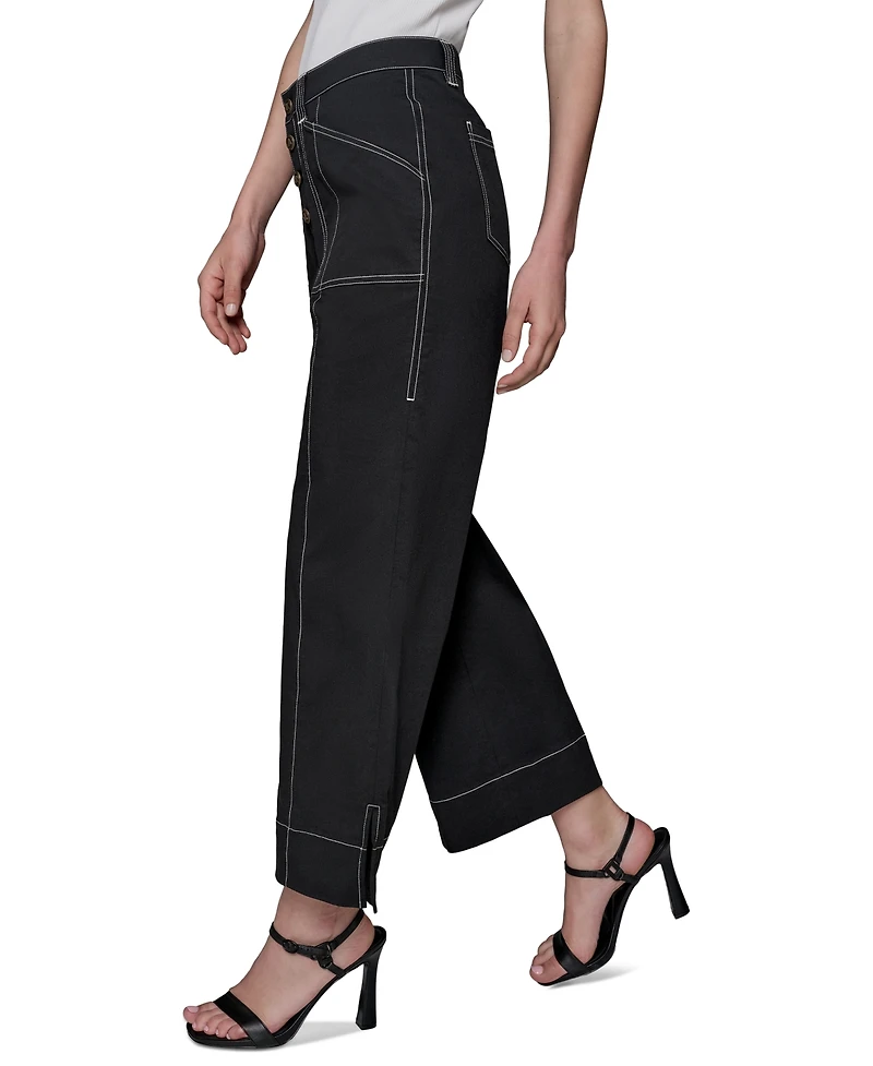 Karl Lagerfeld Paris Women's Stitch-Trimmed Cropped Pants