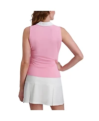 Stella Parker Women's Side Ruched Sleeveless Contrast Collar Polo