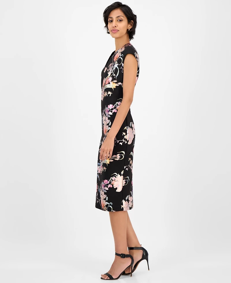 Connected Women's Floral Ponte-Knit Sheath Dress