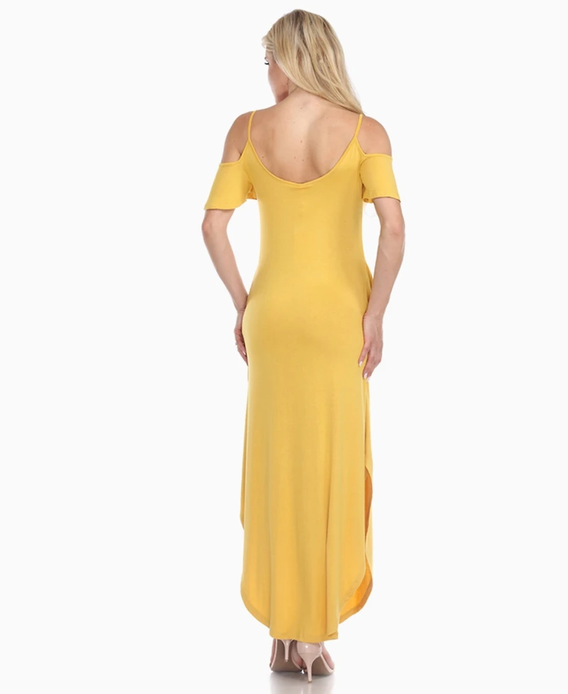 White Mark Women's Cold Shoulder Full Length Maxi Dress