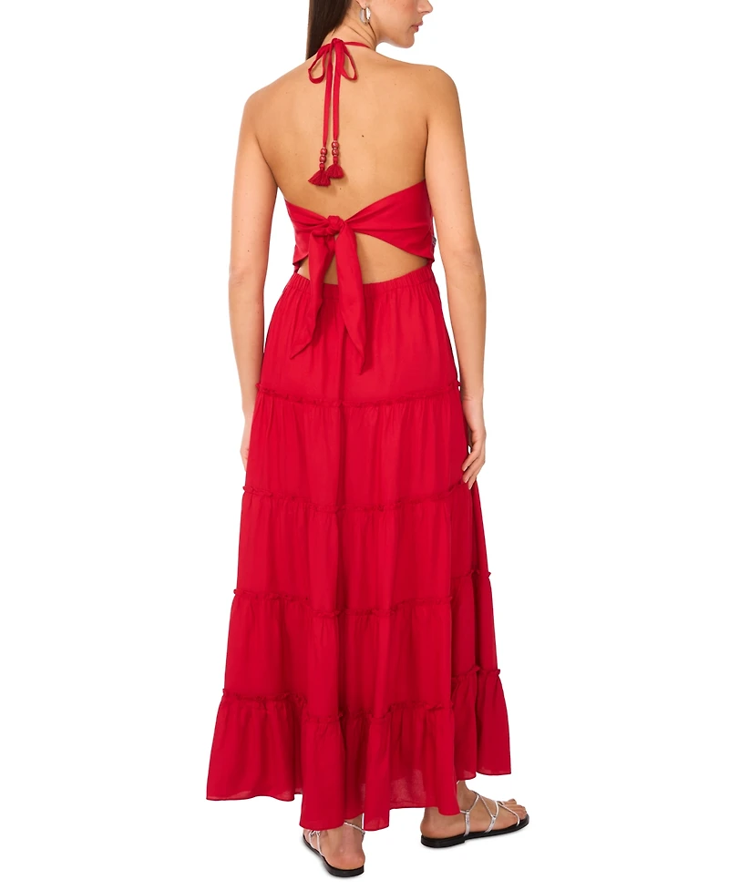Vince Camuto Women's Crochet-Trim Tiered Maxi Dress