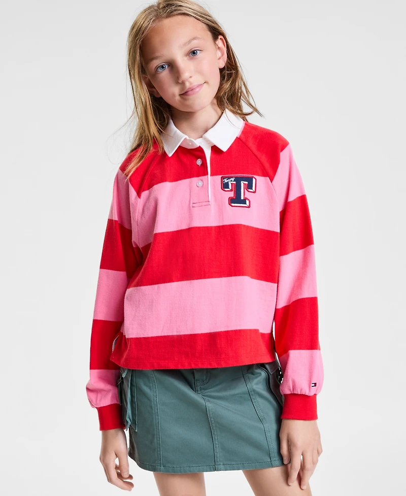 Tommy Hilfiger Big Girls Cotton Rugby Stripe Sweatshirt