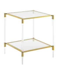 Convenience Concepts 20.25" Royal Crest 2 Tier Acrylic Glass Square End Table