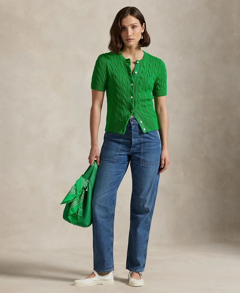 Polo Ralph Lauren Women's Cable-Knit Cotton Short-Sleeve Cardigan