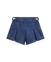 Polo Ralph Lauren Toddler and Little Girls Pleated Indigo Denim Shorts