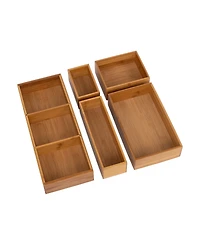 Seville Classics 5-Piece Bamboo Storage Box Set with Dividers