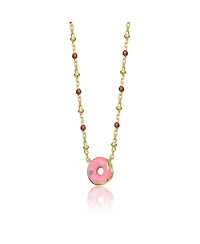 14K Gold Plated with Pink Donut Solitaire Necklace