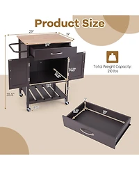 Rolling Kitchen Island Cart with Drawer and Towel Rack