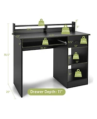 Study Laptop Table with Drawer and Keyboard Tray