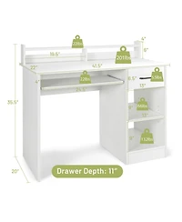 Study Laptop Table with Drawer and Keyboard Tray