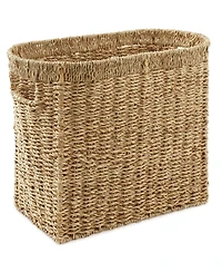Casafield Magazine Holder Basket with Handles - Oval Seagrass Storage Bin for Bathroom, Home Office - Natural