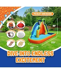 Banzai Gushing Geyser Water-Spraying Inflatable Pool Water Park Set, Multicolor