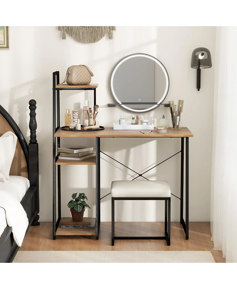 Computer Desk with Shelves and 3-Tier Storage Bookshelf