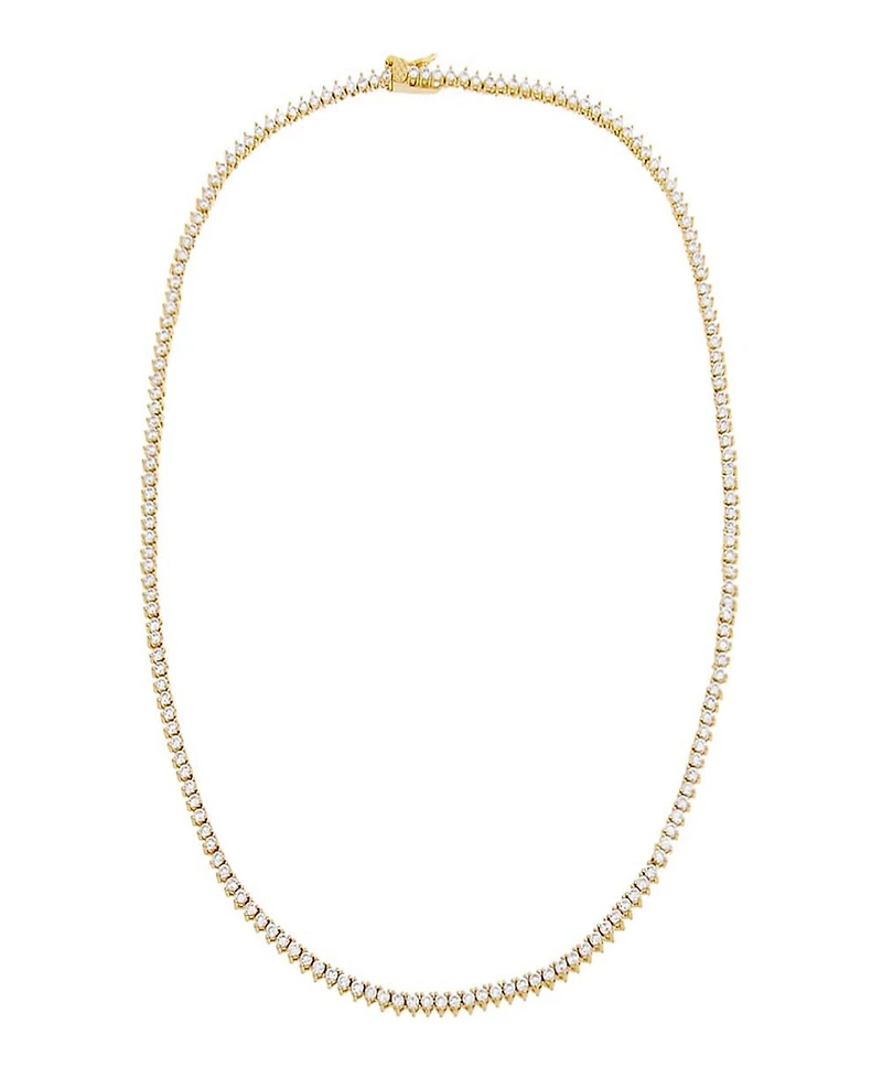 By Adina Eden Thin Three Prong Tennis Necklace