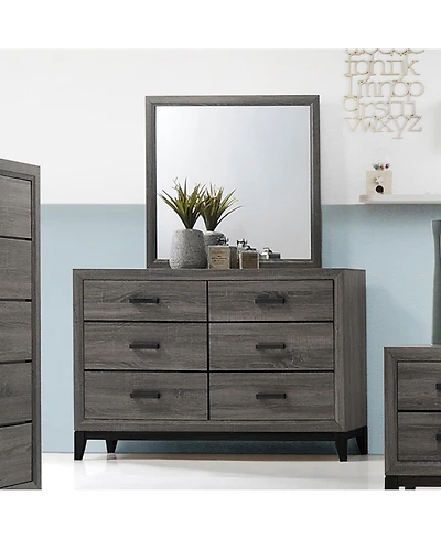 Kings Brand Furniture Ambroise Wood Dresser & Mirror, Gray/Black