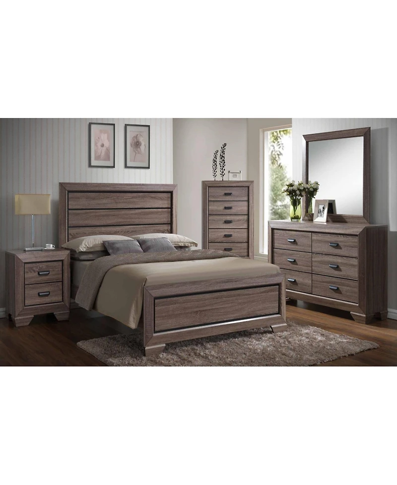 Kings Brand Furniture Kerry Wood 6-Drawer Dresser with Mirror, Brown