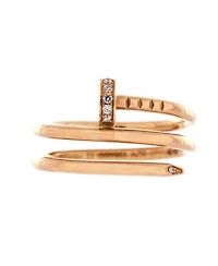 Pre-Owned Cartier Small Juste un Clou Double Ring 18K Rose Gold and Diamonds