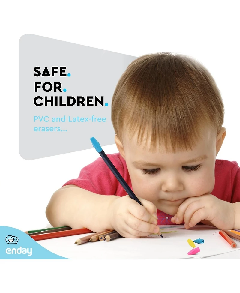 Erasers Pencil Toppers, Arrowhead Rubber Non- Abrasive Cute Pencil Cap and Top Erasers for Kids and Adults, School Supplies in Pink, Orange, Blue, Pur