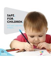 Erasers Pencil Toppers, Arrowhead Rubber Non- Abrasive Cute Pencil Cap and Top Erasers for Kids and Adults, School Supplies in Pink, Orange, Blue, Pur