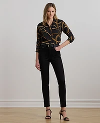 Lauren Ralph Women's Classic-Fit Belting-Print Crepe Shirt