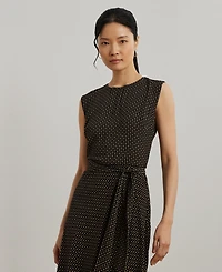 Lauren Ralph Women's Geo-Print Belted Bubble Crepe Dress