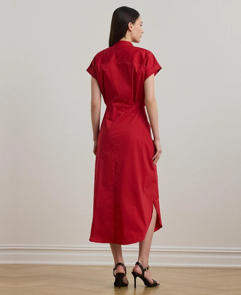 Lauren Ralph Women's Tie-Front Cotton-Blend Shirtdress