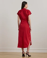 Lauren Ralph Women's Tie-Front Cotton-Blend Shirtdress