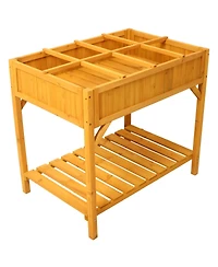 Streamdale Elevated Wooden Planter Box with 8 Grids & Liner