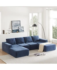 Streamdale Furniture Modular Sectional Sofa with Ottomans: Cloud Chenille Comfort, No Assembly