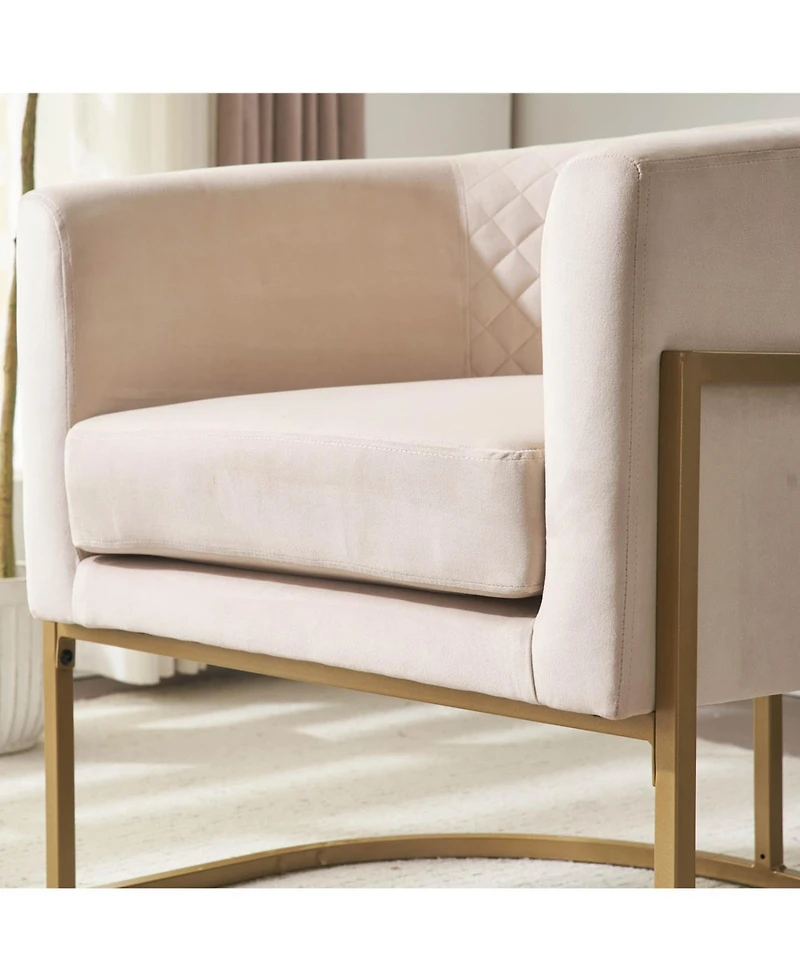 Streamdale Upholstered velvet chair Gold metal bracket, medieval living room office tea room lounge chair with curved backrest